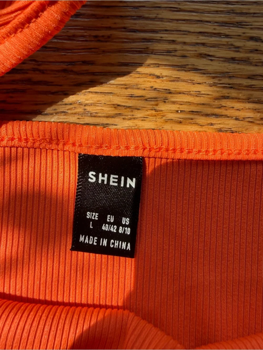 SHEIN Bright Orange Ribbed Crop Tank